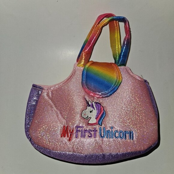 Prextex My First Unicorn Rainbow Plush in Pink Bag Purse Set Stuffed Animal Toy - Picture 9 of 12